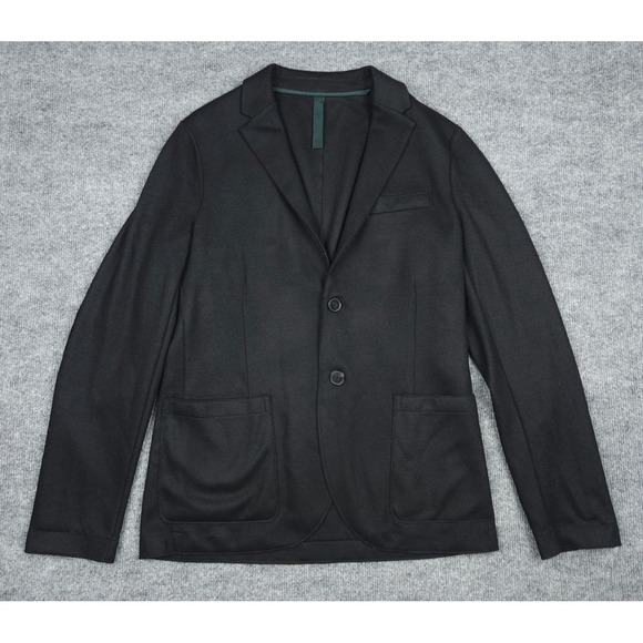Harris Wharf London Wool Coat Blazer Men's 46 Gray Dark 2-Button Chore Pockets